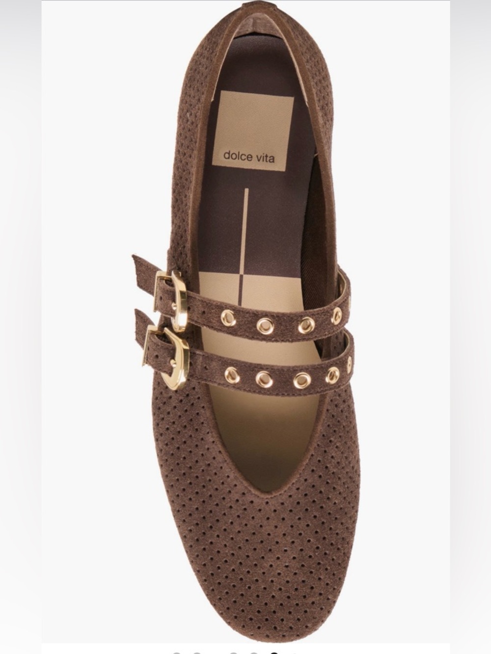 Dolce Vita Baylee Ballet Flats Brown Perforated Suede 7.5 - Picture 2 of 7
